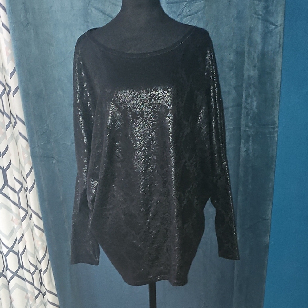 White House Black Market Python Scales Foil Black Dolman Tunic - NWT - XL